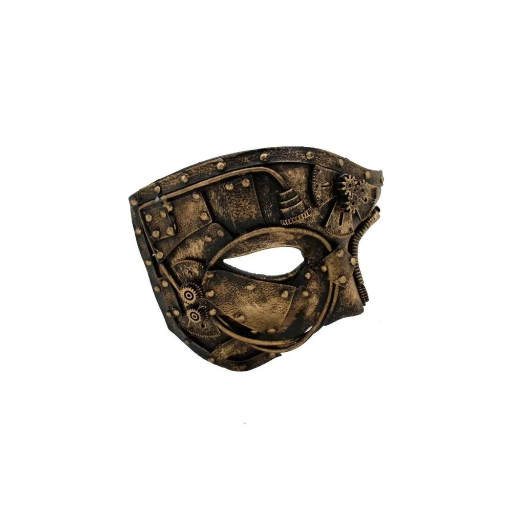 Men Women Gold Halloween Costume Half Face Mask Steampunk Rave Mardi Gras Party